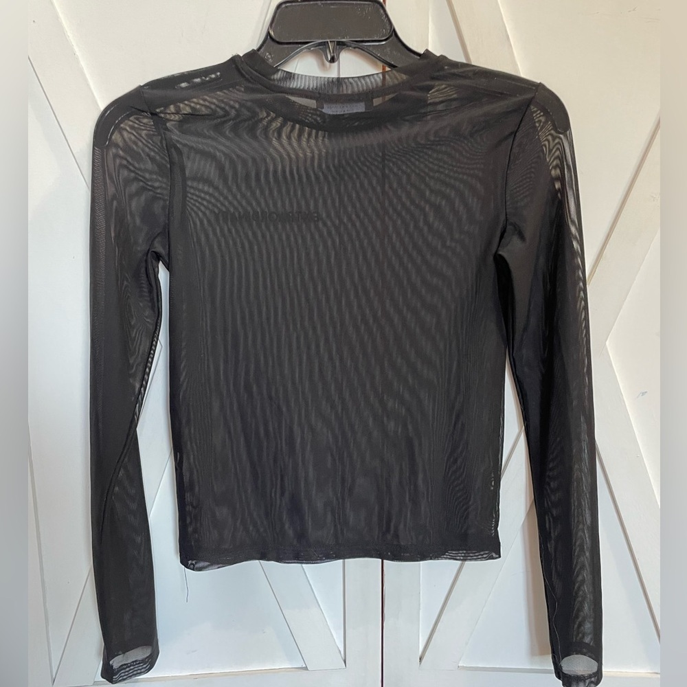 Bershka Black Long Sleeve Mesh Top - Picture 4 of 6